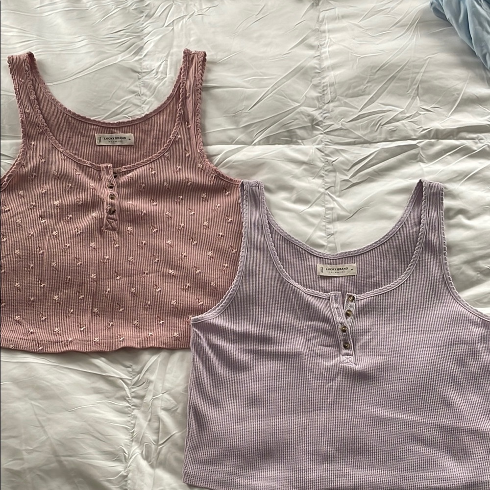Pink and Purple Waffle Tank Tops set of 2
